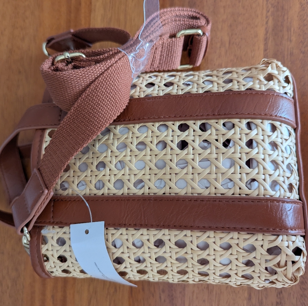 Brown and Cream Woven Handbag
